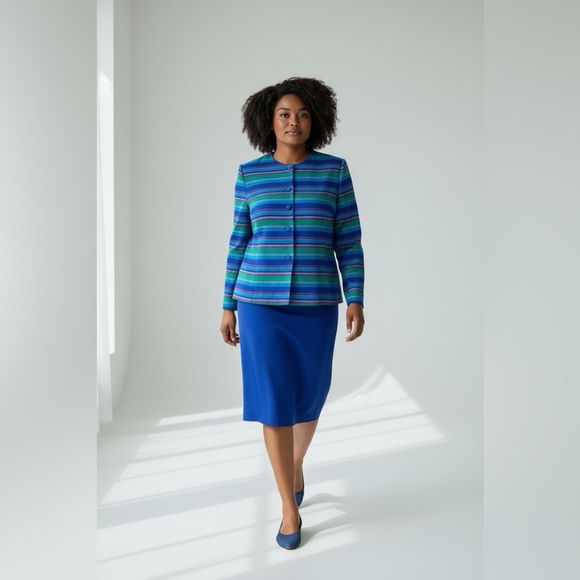 VTG ADRIANA PAPELL 100 % SILK Two Piece Skirt Suit size 12 - Picture 2 of 12